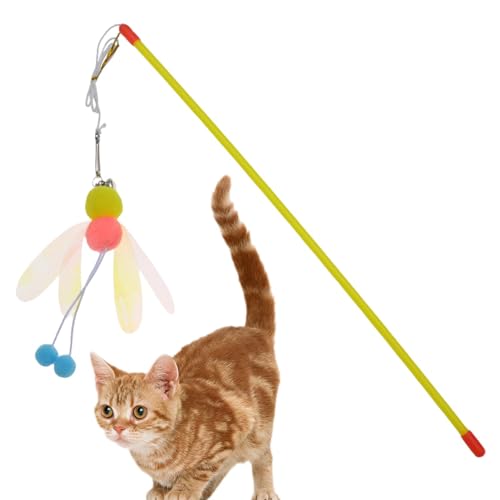 Lnhgh Interaktive Angelrute für Katzen, Katzenspielzeug mit Zauberstab - Angelrute Katze Teaser Plüschball Spielzeug - Interaktives Haustierspielzeug mit guter Zähigkeit für mittelgroße Katzen, ße von Lnhgh