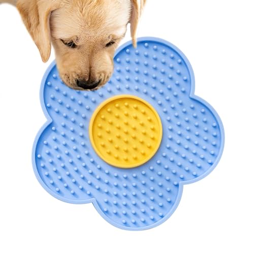 Lnhgh Leckmatte für Katzen, Leckmatte für Hunde | Saugnäpfe sichern die Leckmatte - Leckmatte verbessert das Butter-Leckpad-Erlebnis, interaktives Haustierspielzeug, Blumen-Silikonpad zum Stressabbau von Lnhgh