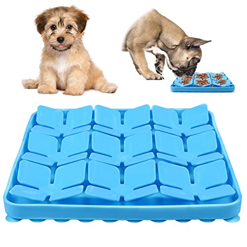 Slow Feeder Hundenäpfe, Silikon Schnüffelmatte, Hundeschnüffelmatte Leckmatte, Silikon Interaktive Hundematte für Geruchstraining Langsam Fressen (Blau) von Lnjya