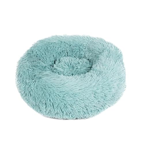 LOKORI Rundes Katzenbett, Katzenbett, Kissen für Hunde und Katzen, weiches rundes Plüschbett, gemütlich für den Winter, schlafend, Durchmesser 40 cm, Hellblau von LoKori