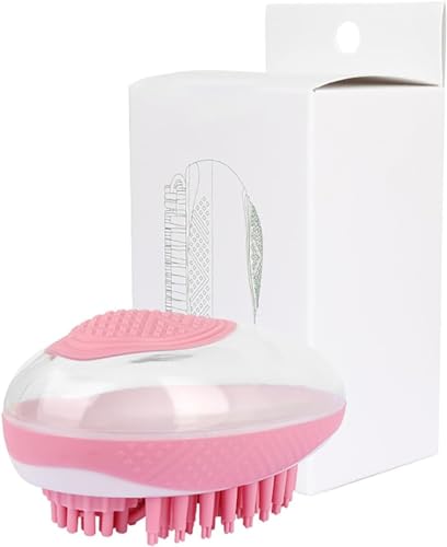 LoKori Katzen Bürste Hundebürste, 2-in-1-Badmassagebürste, Silikon Shampoo Bürste für Hund, Hunde WaschbüRste, Entfernt Loses Deckhaar, Staub & Schmutz (Pink) von LoKori