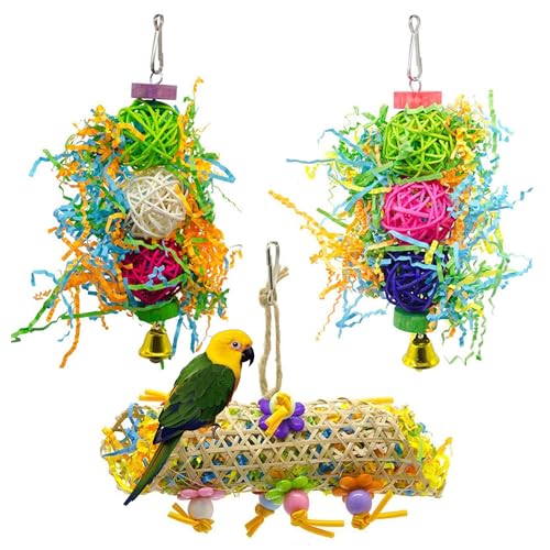 3 Pack Bird Wellensittiche Shredding Toys Papagei Chewing Hanging Toys Bird Barch Stand Sittich Spielzeug Vögel Käfig Zubehör für kleine Sittiche, Nymphensittiche, Wellensittiche, Sittiche, Sittiche, von LoNinLoAn