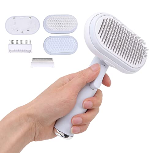 5 in 1 Haustier Zupfbürste Ein-Knopf-Haarentfernung Automatische Knotenöffnung Hundepflege Massage Haarbürsten-Set für Hund Katze (5 in 1) von Loboo Idea