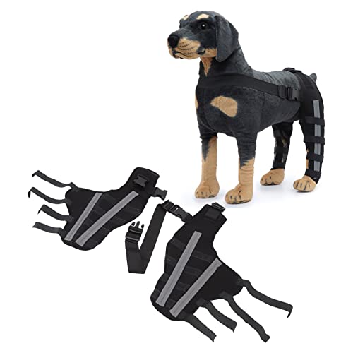 Loboo Idea Hinterbeinbandage für Hunde, reflektierend, Schmerzlinderung, stabil, doppelter Rückenbeinschutz, Schutz für Knie, Luxation, schwarzes Neopren, Größe L von Loboo Idea