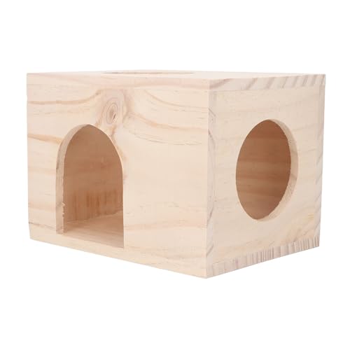 Loboo Idea Winziges Hamsterhaus aus Holz, bissfest, belüftet, umweltfreundlich, für Meerschweinchen, Kleintiere, Holzhaus mit Fenster von Loboo Idea