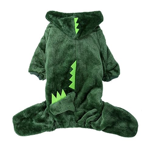 Süßes Dinosaurier-Hundekostüm, weiches Korallen-Fleece, Kapuzenpullover, Kleidung für Hunde und Katzen, Winter (Dinosaurier, M) von Loboo Idea