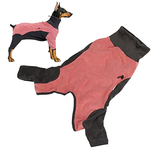 LOCADENCE Hunde Wintermantel, 4 Beiniger, Hochgeschlossener, Elastischer Polyester Hundekleidung, Hunde Pyjama mit Verstellbarer Schnalle für Kleine, Mittelgroße und Große Hunde (L) von Locadence