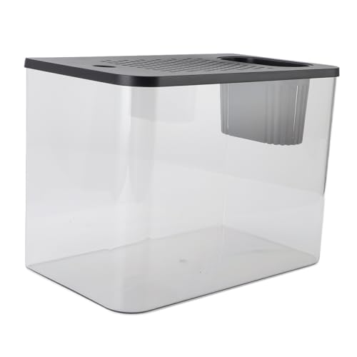 LOCADENCE Kleines Aquarium, 12,4 X 7,1 X 8,9 Zoll, Durchsichtiges Aquarium, Multifunktionales Mikro Landschafts Desktop Aquarium für Goldfische, Garnelen, Betta Fische, Schildkröte (Black) von Locadence