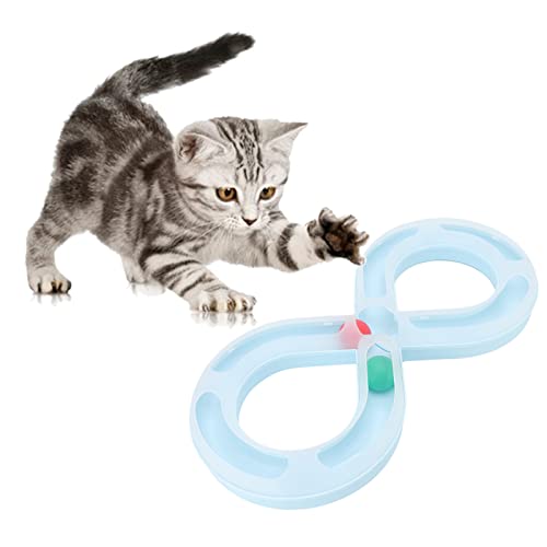 Locadence Cat Track Ball Spielzeug, Figur 8 Form Unendliche Rollbahn mit Buntem Blasenball Haustier Katze Interaktive Unterhaltung für Kätzchen Haustiere Kätzchen Katzen von Locadence