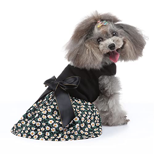 Locadence Hundekleider, Modische Frühlings und Sommerblumen Hundekleidung mit Schleife Hinten, Haustier Prinzessinnenkleid für Kleine Hunde und Katzen (XS) von Locadence