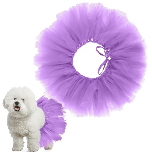 Locmeo Tutu für Hunde, Tüll-Tutu für Hunde, Größe S, L, M, Welpen, Ballerina-Kostüm, Rock für Halloween, Welpen, Katzen, Hasen, Haustier-Outfit, Geburtstag, Hochzeit, Party, Foto-Requisite (lila) von Locmeo