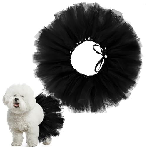 Locmeo Tutu für Hunde, Tüll-Tutu für Hunde, Größe S, L, M, Welpen, Ballerina, Kostüm, Rock für Halloween, Welpen, Katzen, Hasen, Haustier-Outfit, Geburtstag, Hochzeit, Party, Foto-Requisite (schwarz) von Locmeo