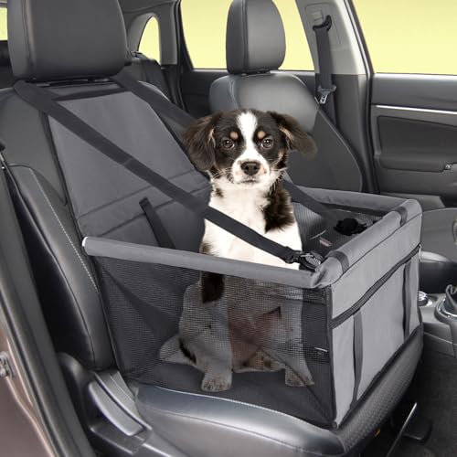 Locmeo Kleiner Hund Autositz Haustier Autositz für kleine Hunde 15,8 x 14,6 x 8,7 Zoll Welpe Autositz Hund Auto Tragetasche mit atmungsaktivem Mesh und verstellbarem Hundesicherheitsgurt Hund von Locmeo