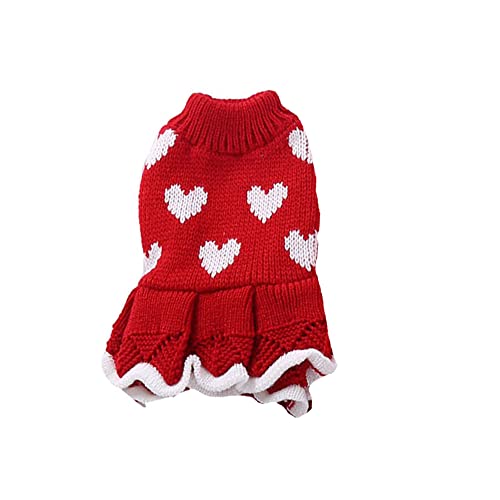 Kleines Hunde Pullover Kleid Winter Warmes Hunde Prinzessin Kleid für Weibliche MäDchen Rotes Welpen Kleid Hund Pullover Strickwaren -S von Lodokdre