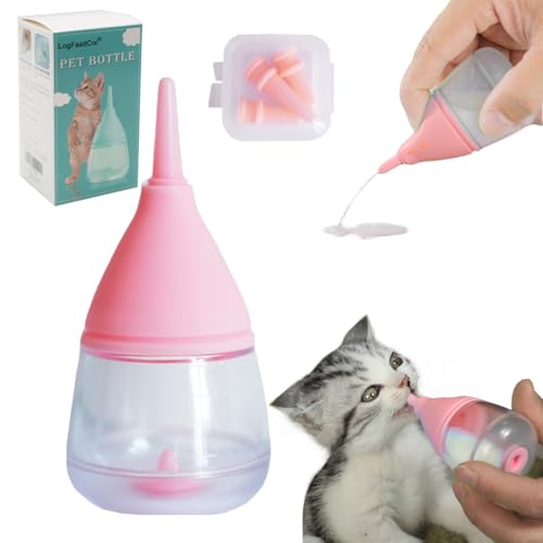 Kitten Bottles for Nursing,Puppy Bottles for Nursing Puppy Milk, Anti-Choking Puppy Feeder Design,with 2pcs Replaceable and Reusable Silicone Nipples for Feeding Newborn Kittens,Puppies&Pets (pink) von LogFaadCoi