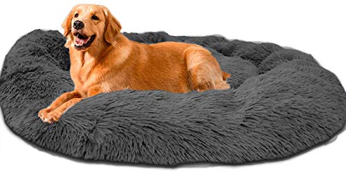 Loir Hundebett Tierbett Katzenbett Hundesofa Katzensofa Kissen Weich, 100 cm, Grau, Flauschig, rutschfest, Waschbar, für große und extra-große Katzen Hunde von Loir