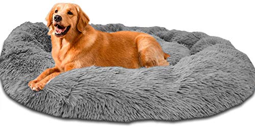 Loir Hundebett Tierbett Katzenbett Hundesofa Katzensofa Kissen Weich, 100 cm, Hellgrau, Flauschig, rutschfest, Waschbar, für große und extra-große Katzen Hunde von Loir