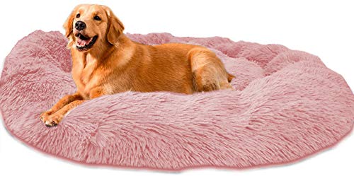 Loir Hundebett Tierbett Katzenbett Hundesofa Katzensofa Kissen Weich, 100 cm, Rosa, Flauschig, rutschfest, Waschbar, für große und extra-große Katzen Hunde von Loir