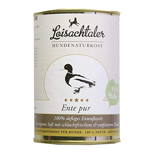 Loisachtaler Naturkost Ente pur 400g Hundefutter Nassfutter Lebensmittelqualität (12 x 400g) von Loisachtaler Naturkost Pur