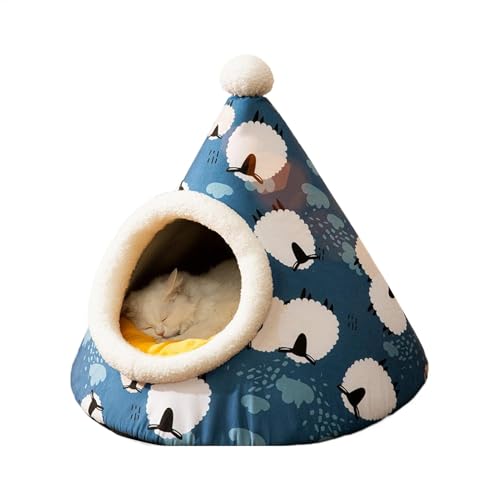 Cat Cave Bed, Triangle Cat Bed, Plush Cat Bed, Cat Bed with Cover, Dog Tent Bed, Self-Warming Cat Bed, Cozy Cat Bed, Thickened Cat Bed, Cat Nesting Bed, Cat Burrow Bed, Indoor Cat Bed von Lokaquk