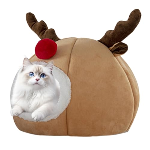 Cat Christmas House, Warm Pet Bed Christmas, Indoor Cat Nest, Semi-Enclosed Cat Bed, Dog Tent Bed, Washable Cat Cave, Cozy Puppy House, Festive Cat Bed, Soft Pet Cave, Holiday Pet Nest, von Lokaquk