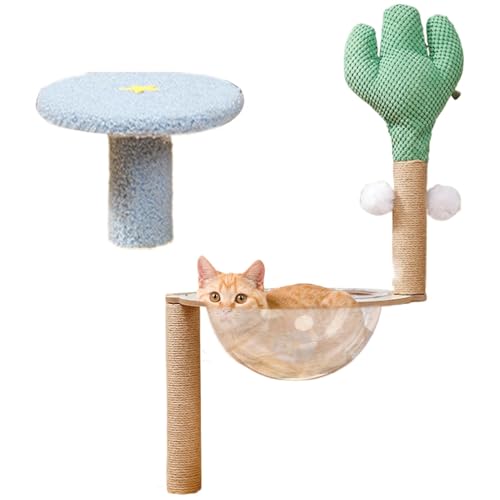 Cat Tree Condo, Cactus Cat Hammock House with Interactive Cat Tree Playhouse, Removable Cat Climber Stand, Scratching Posts, Balls for Small and Large Cats, Cozy and Engaging Cat Furniture von Lokaquk