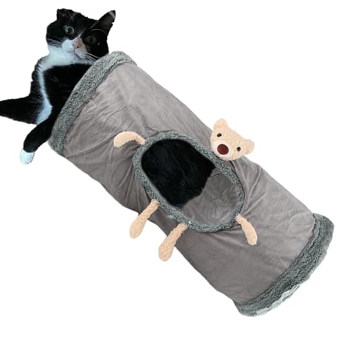 Lokaquk Cat Tunnel Bed | Indoor Cat Play Tunnel | Fleece Cat Tunnel, Cat Play Tube with Peepholes, Indoor Cat Toy Tunnel, Fleece Fabric Cat Tunnel, Puppy Play Tunnel, Cat Tunnel for Indoor Use von Lokaquk