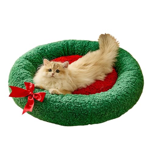 Lokaquk Dog Bed, Christmas Pet Bed, Kitten Puppy Bed, Plush Pet Cushion, Soft Cat Sleeping Mat, Round Pet Cushion, Indoor Dog Bed, Outdoor Pet Bed, Cozy Cat Bed, Washable Dog Cushion von Lokaquk