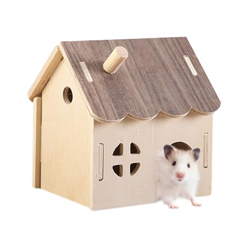 Lokaquk Hamsterhaus aus Holz, Meerschweinchenbetthaus - Bissfestes Hamsternesthaus aus Holz - Haustier-Ruhehaus, Mehrzweck-Kleintierhaus für Kaninchen, Chinchillas, Meerschweinchen von Lokaquk