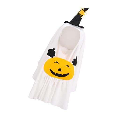 Lokaquk Hunde-Halloween-Kostüme,Halloween-Kostüm für Hunde - Hexenhut Weißes Geisterkostüm - Cosplay-Kostüm für Hunde und Katzen, Urlaubsoutfits für Halloween-Cosplay-Treffen von Lokaquk