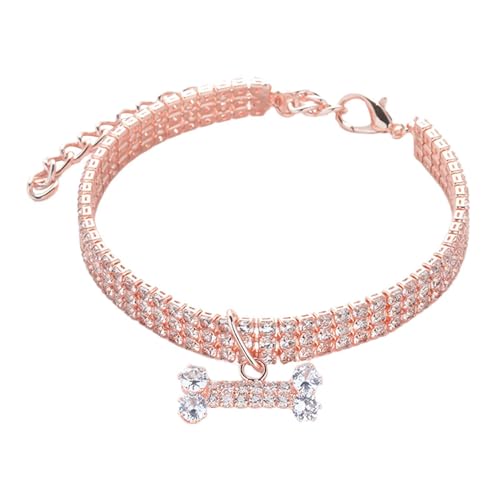 Lokaquk Welpen-Halskette | 3-reihiger Strass-Knochen-Anhänger – 3 Reihen Strass verstellbar Hochzeit Katze und Hund Schmuck für kleine Hunde und Katzen von Lokaquk