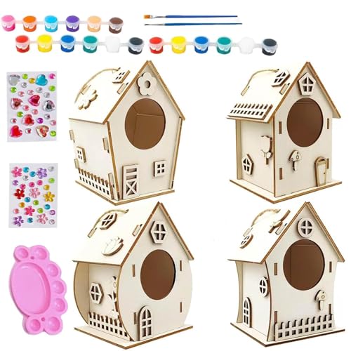 Unvollendete Vogelhäuser zum Basteln, Vogelhaus-Bausatz, Holzvogelhaus-Bausatz, Vogelhaus-Bausatz mit Farbe, Bastelvogelhaus-Set, Kinder-Vogelhaus-Set, pädagogisches Vogelhaus-Set von Lokaquk