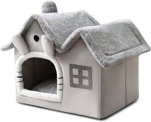 LoKori Katzenhöhlenbett, Katzenbett Kleiner Hundebett, Waschbares Hundebett Mit Abnehmbarem Kissenkissen, Verbessert Den Schlaf, Faltbares Katzenhaus (M: 44 * 36 * 39cm,Grey) von LoKori