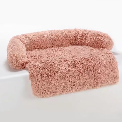 LoKori Hundesofa, beruhigende Hundematte Sofa, weiche abnehmbare Plüsch Couch mit Reißverschluss, Hundesofa Bett Hundesofa Schutz, für kleine und mittlere Hunde (M:90 * 80 * 17cm,Pink) von LoKori