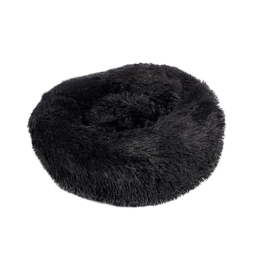 LoKori Pet Dog Cat Beruhigendes Bett, Plüsch Donut Hundebett, Hundebett waschbar, mit Anti Rutsch Boden Geeignet, für Katze und kleine/mittlere Hunde, Ø120cm/48in (100cm,Black) von LoKori