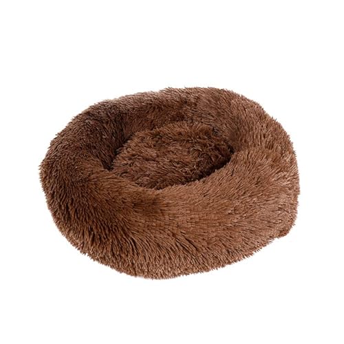 LoKori Pet Dog Cat Beruhigendes Bett, Plüsch Donut Hundebett, Hundebett waschbar, mit Anti Rutsch Boden Geeignet, für Katze und kleine/mittlere Hunde, Ø120cm/48in (100cm,Brown) von LoKori