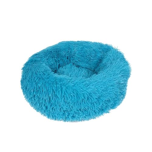 LoKori Pet Dog Cat Beruhigendes Bett, Plüsch Donut Hundebett, Hundebett waschbar, mit Anti Rutsch Boden Geeignet, für Katze und kleine/mittlere Hunde, Ø120cm/48in (100cm,Dark Blue) von LoKori