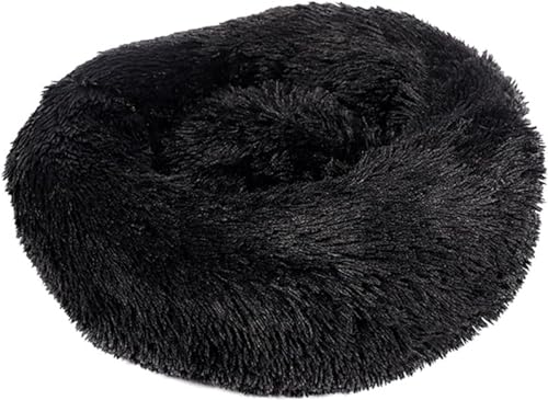 LoKori Pet Dog Cat Beruhigendes Bett, Plüsch Donut Hundebett, Hundebett waschbar, mit Anti Rutsch Boden Geeignet, für Katze und kleine/mittlere Hunde, Ø120cm/48in (40cm,Black) von LoKori