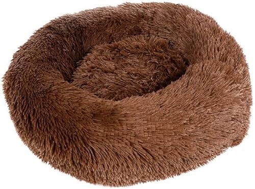 LoKori Pet Dog Cat Beruhigendes Bett, Plüsch Donut Hundebett, Hundebett waschbar, mit Anti Rutsch Boden Geeignet, für Katze und kleine/mittlere Hunde, Ø120cm/48in (40cm,Brown) von LoKori