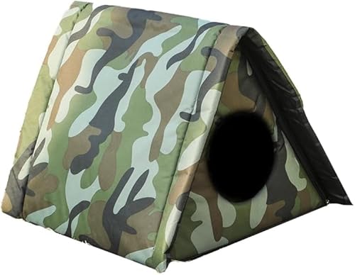 LoKori Outdoor Katzenhaus, Outdoor Häuser für Wilde Katzen Hunde, wasserdichte Atmungsaktive Pet Bed Hundehütte, Streuner Katzen Shelter, mit individuellen Kissen (L,Camouflage) von LoKori