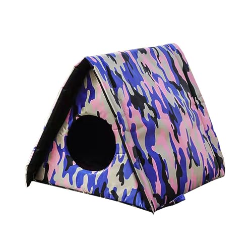 Outdoor Katzenhaus, Outdoor Häuser für Wilde Katzen Hunde, wasserdichte Atmungsaktive Pet Bed Hundehütte, Streuner Katzen Shelter, mit individuellen Kissen (L,Pink) von LoKori