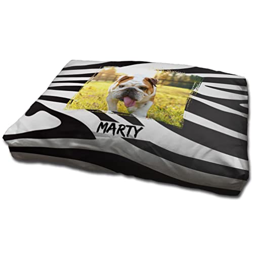 LolaPix Hundebett. Dog Bed. Personalisiert mit Name/Foto. Bett für große/Mittlere/Kleine Hunde. Waschbare Hundematratze und abnehmbarer Bezug. CEBRA Foto von LolaPix