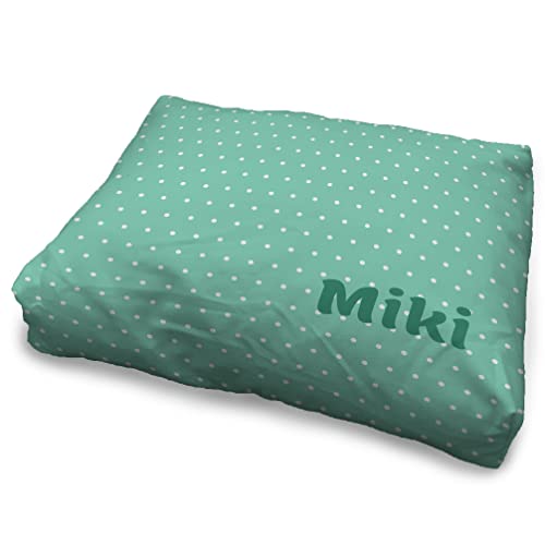 LolaPix Hundebett. Dog Bed. Personalisiert mit Name/Foto. Bett für große/Mittlere/Kleine Hunde. Waschbare Hundematratze und Abnehmbarer Bezug. Puntos Verde Menta von LolaPix