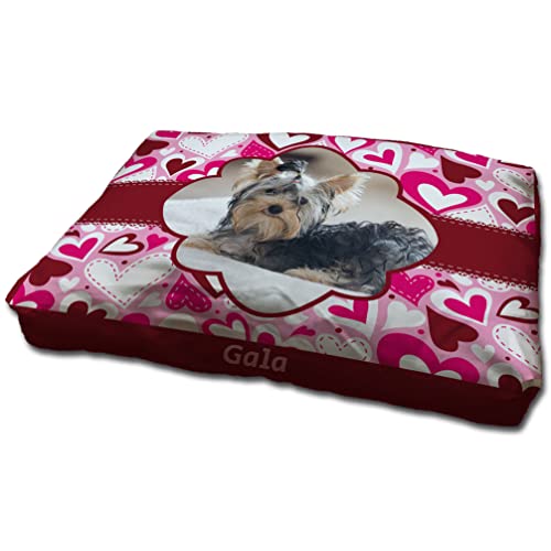 LolaPix Hundebett. Hundebett Mittelgroße Hunde. Personalisiert mit Name/Foto. Bett für große/Mittlere/Kleine Hunde. Waschbare Hundematratze und Abnehmbarer Bezug. Corazones Foto von LolaPix