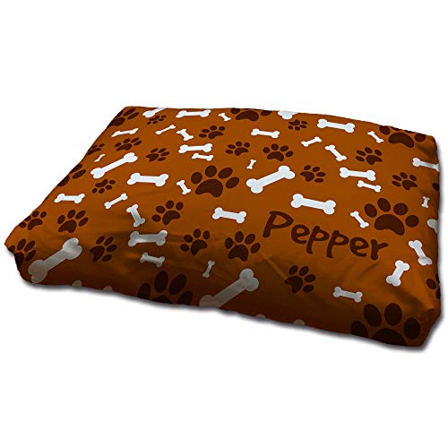 LolaPix Hundebett. Hundebett Mittelgroße Hunde. Personalisiert mit Name/Foto. Bett für große/Mittlere/Kleine Hunde. Waschbare Hundematratze und abnehmbarer Bezug. HUELLAS Chocolate von LolaPix