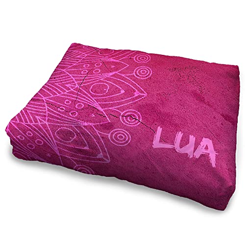 LolaPix Hundebett. Kuschelbett Katzen. Personalisiert mit Name/Foto. Bett für große/Mittlere/Kleine Hunde. Waschbare Hundematratze und abnehmbarer Bezug. MANDALA ROSA von LolaPix