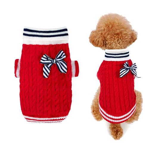 Hundepullover, Weicher Warmer Hundepullover, Haustier-Pullover-Sweatshirt, Westenpullover für Welpen, Kätzchen, Yorkie, Chihuahua (L, Rot) von Lollanda