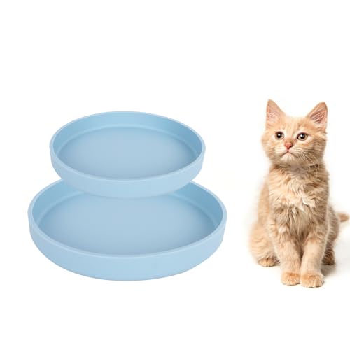 Lollanda -Futternapf für Katzen-2er Set,Silikon Futterschale,Trinkschale oval,Silikonnapf breit für Trockenfutter und Nassfutter (Blau) von Lollanda