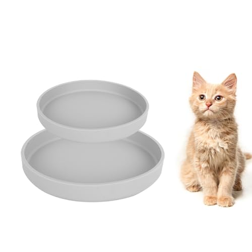 Lollanda -Futternapf für Katzen-2er Set,Silikon Futterschale,Trinkschale oval,Silikonnapf breit für Trockenfutter und Nassfutter (Grau) von Lollanda