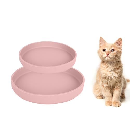 Lollanda -Futternapf für Katzen-2er Set,Silikon Futterschale,Trinkschale oval,Silikonnapf breit für Trockenfutter und Nassfutter （Rosa von Lollanda